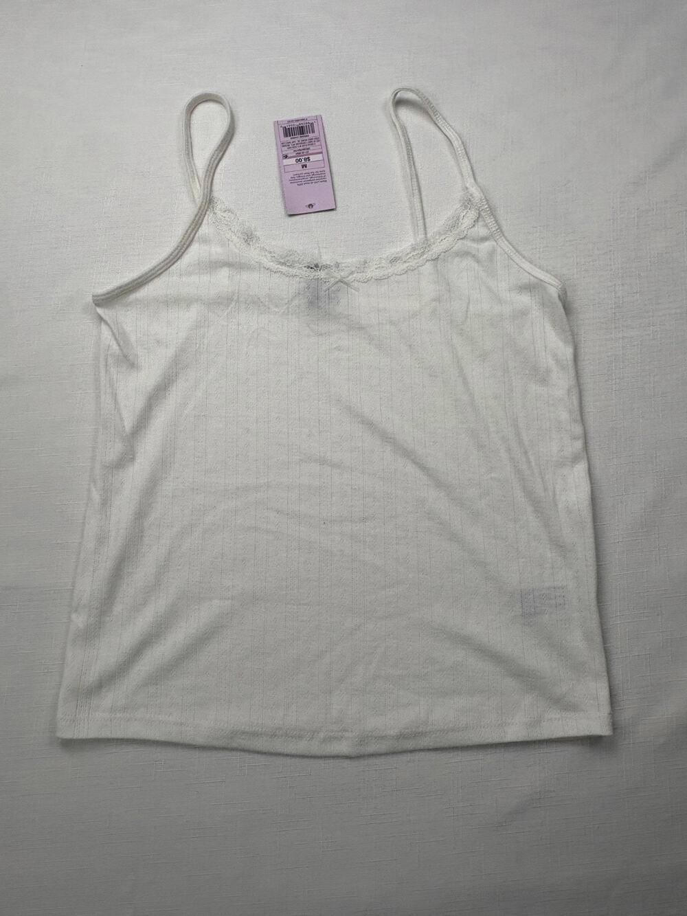 EasyGala Womens Lace Camisole Tops Square Neck Ribbed Tank M, White
